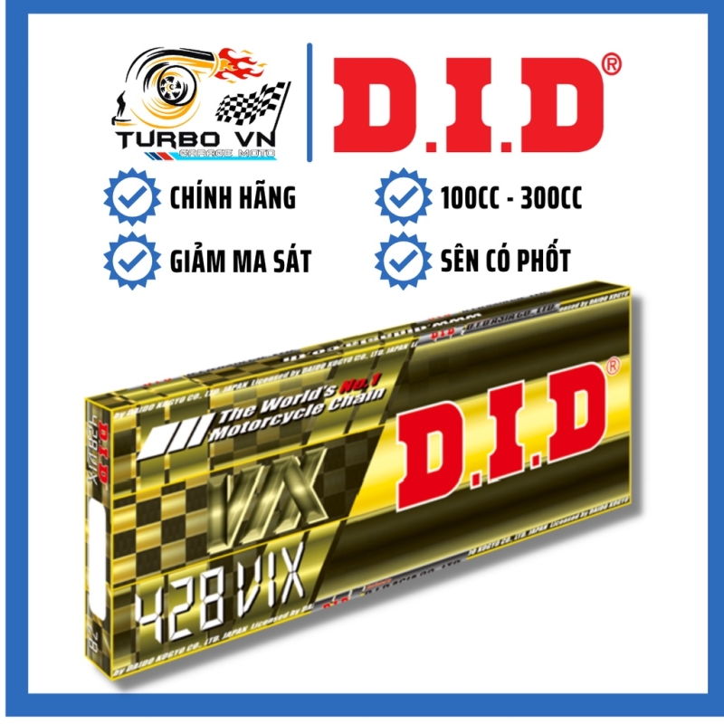 Sên Vàng D.I.D 428VIX 132 mắt có phốt cao su chính hãng