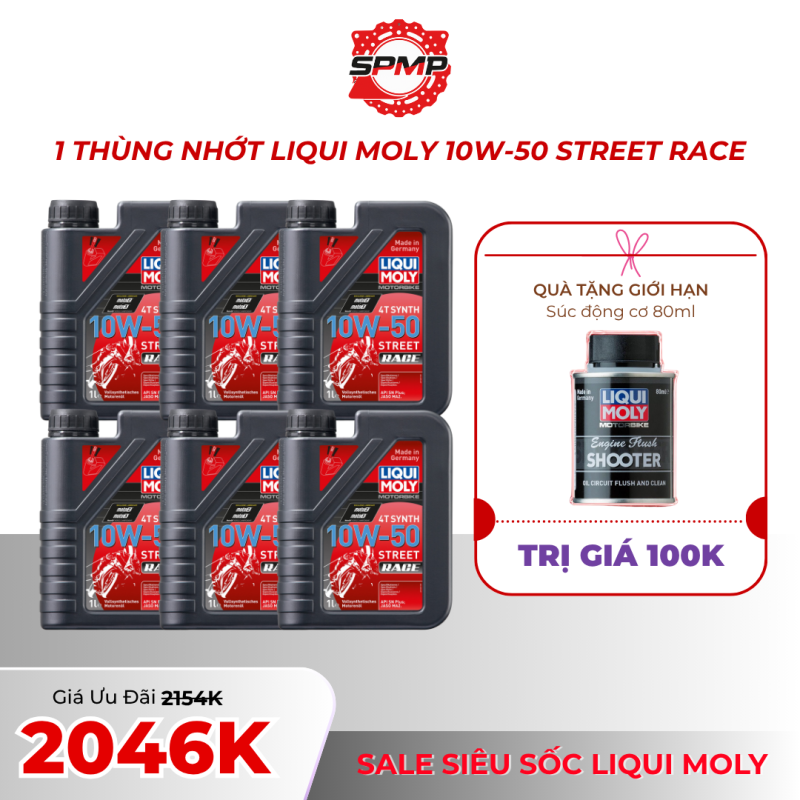 SALE NHỚT LIQUI MOLY 10W-50 STREET RACE 1L ( 6 CHAI/THÙNG )
