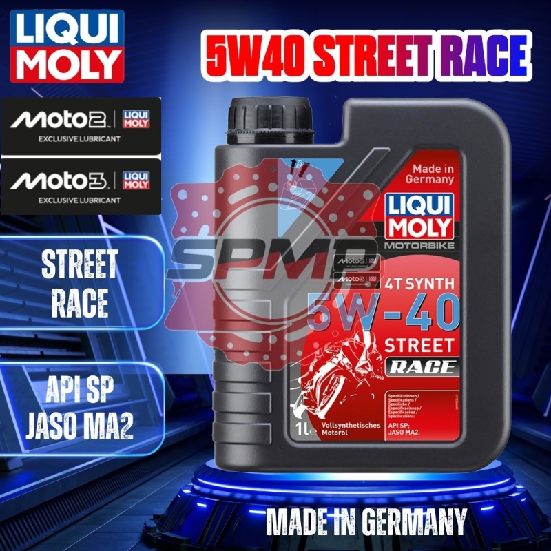Nhớt Cao Cấp 4T 5W40 Street Race LIQUI MOLY 1 Lít mã Nhật 1750 API SP chuyên dụng cho Moto2, Moto3 chính hãng