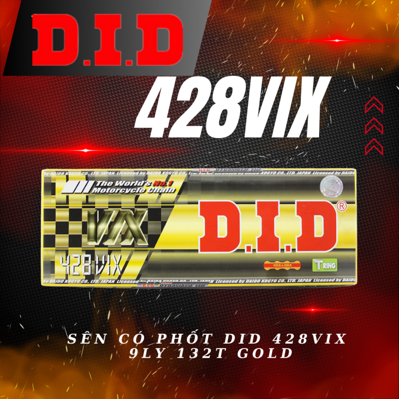 Sên Vàng DID 428VIX 132 mắt có phốt cao su chính hãng
