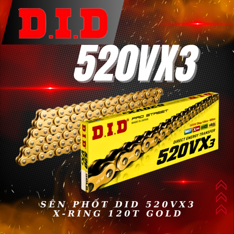Sên DID 520VX3 Xring 120ZB GOLD chính hãng.