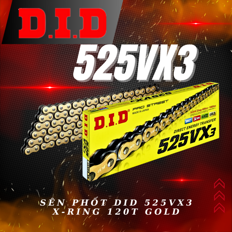 DID SÊN PHỐT CAO SU 525VX3 X-RING 120ZB