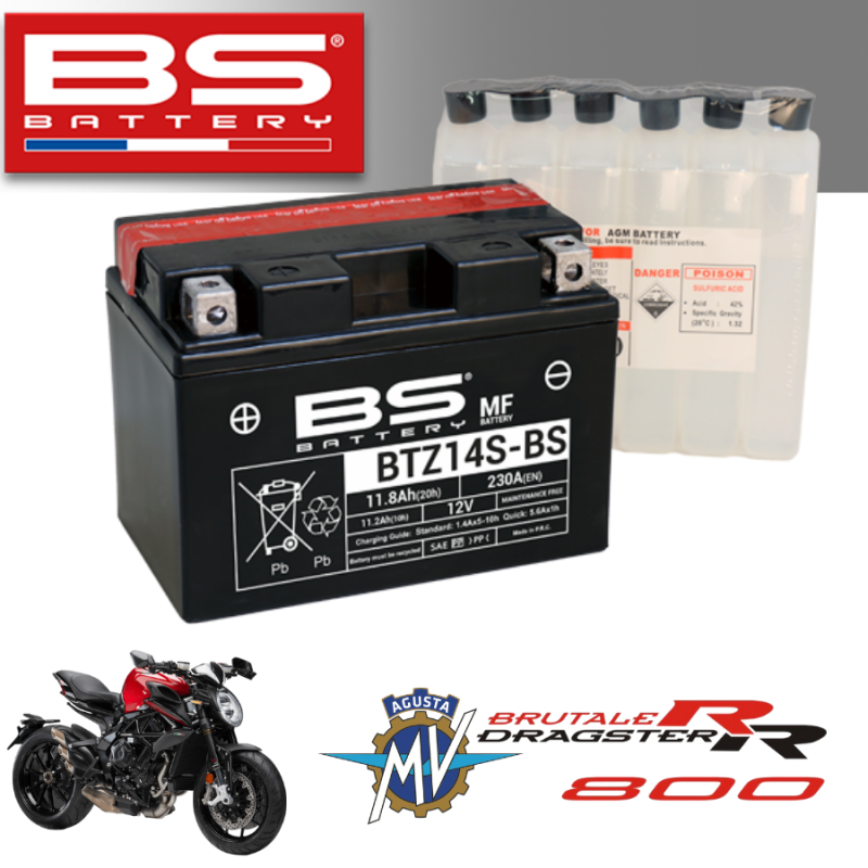 Bình ắc quy BTZ14S - BS dành cho xe MV AGUSTA RR 800 