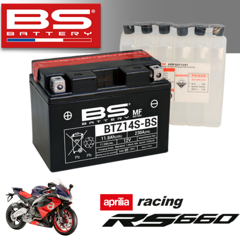 Bình ắc quy BTZ14S - BS dành cho xe  APRILIA RACING RS660 