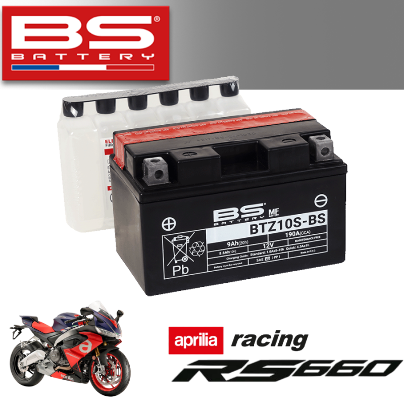 Bình ắc quy BTZ10S - BS dành cho xe APRILIA RACING RS660