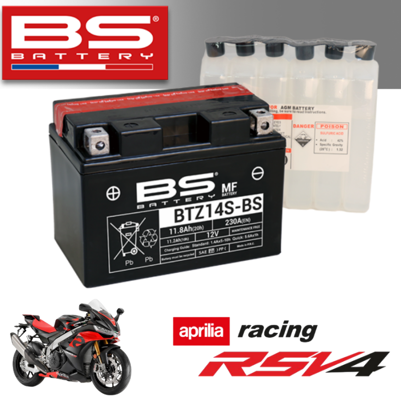 Bình ắc quy BTZ14S - BS dành cho  APRILIA RACING RSV4 