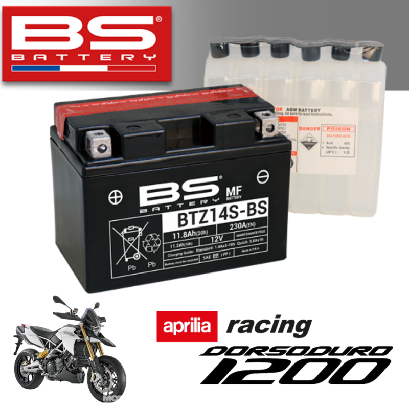Bình ắc quy BTZ14S - BS dành cho dòng xe APRILIA RACING TUONO1200