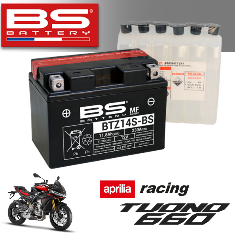 Bình ắc quy BTZ14S - BS dành cho xe APRILIA RACING TUONO660 