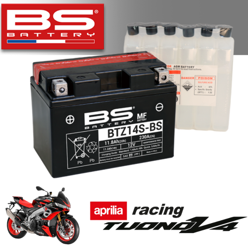 Bình ắc quy BTZ14S - BS dành cho dòng xe APRILIA RACING TUONOV4 