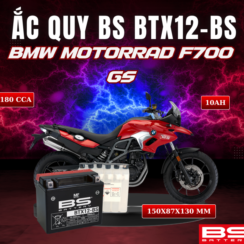 ẮC QUY BS BTX12-BS 180CCA BMW MOTORRAD F700 GS (150x87x130 mm)