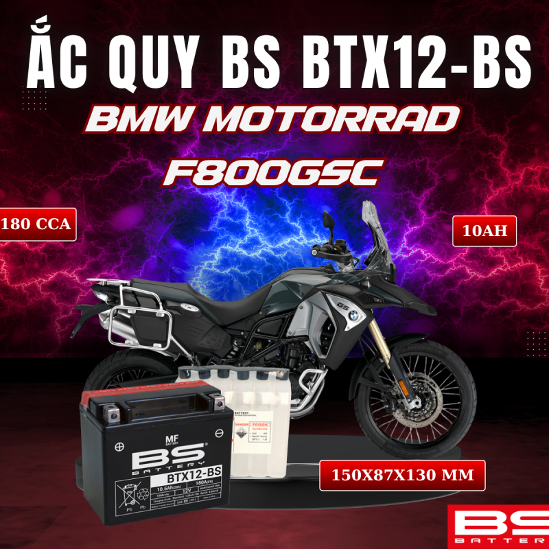ẮC QUY BS BTX12-BS 180CC BMW MOTORRAD F800GSc (150x87x130 mm)