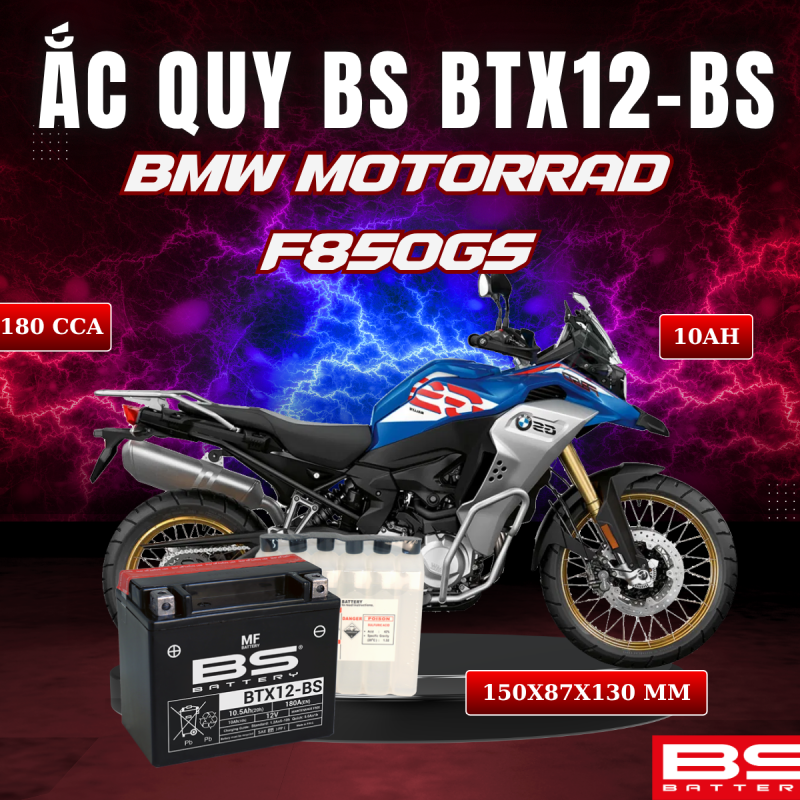 ẮC QUY BS BTX12-BS 180CCA BMW MOTORRAD F850GS (150x87x130 mm)