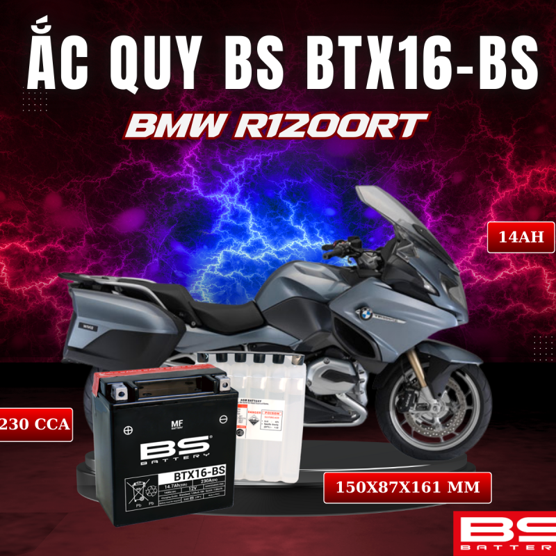 BÌNH ẮC QUY BS BTX16-BS 230CCA BMW R1200RT (150x 87x 161mm)