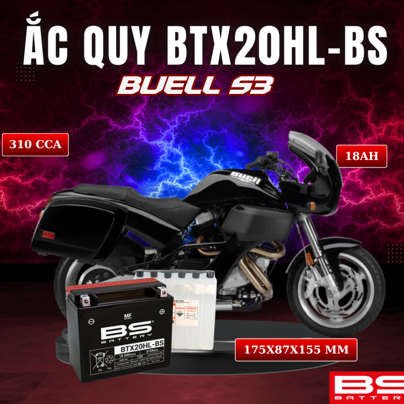 ẮC QUY BS BTX20HL-BS 310CCA BUELL S3 (175x87x155 mm)