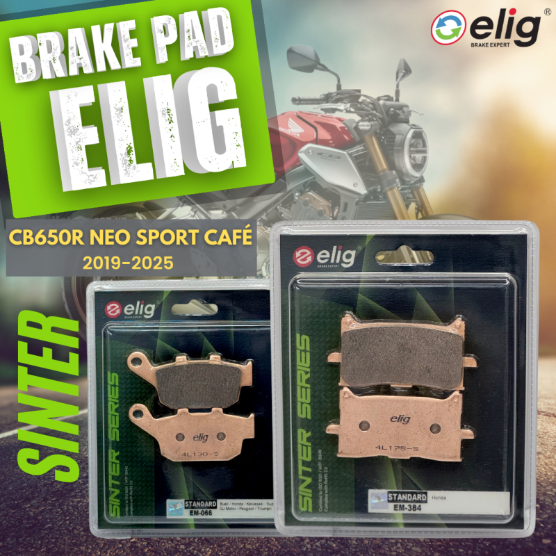 Bố thắng Elig Sinter HONDA CB650R NEO SPORTS CAFE 2019-2025 (Trước EM-384, Sau EM-066)