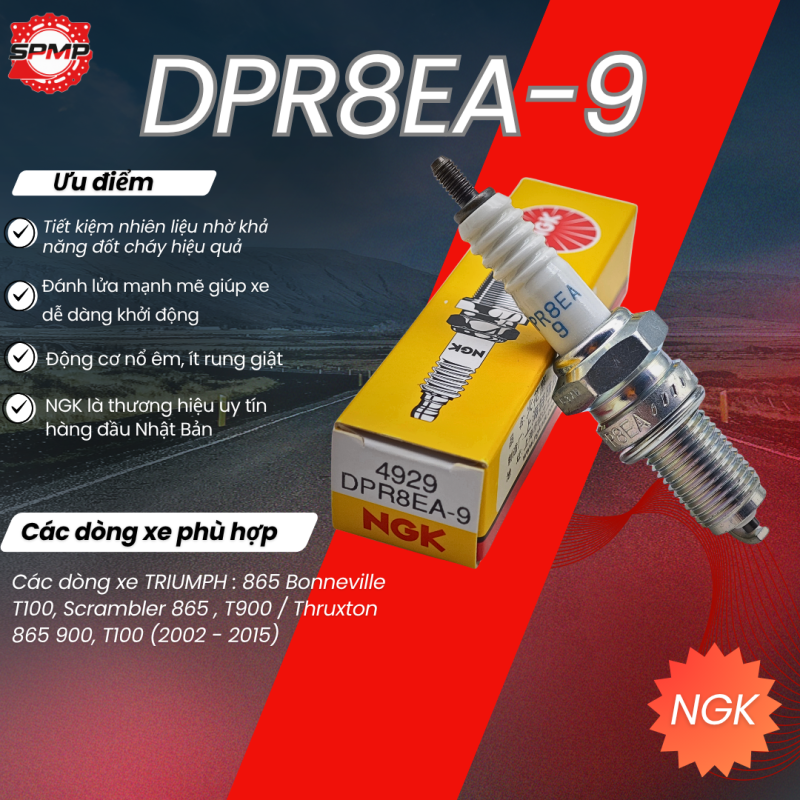Bugi NGK DPR8EA-9 dùng cho các dòng xe Triumph