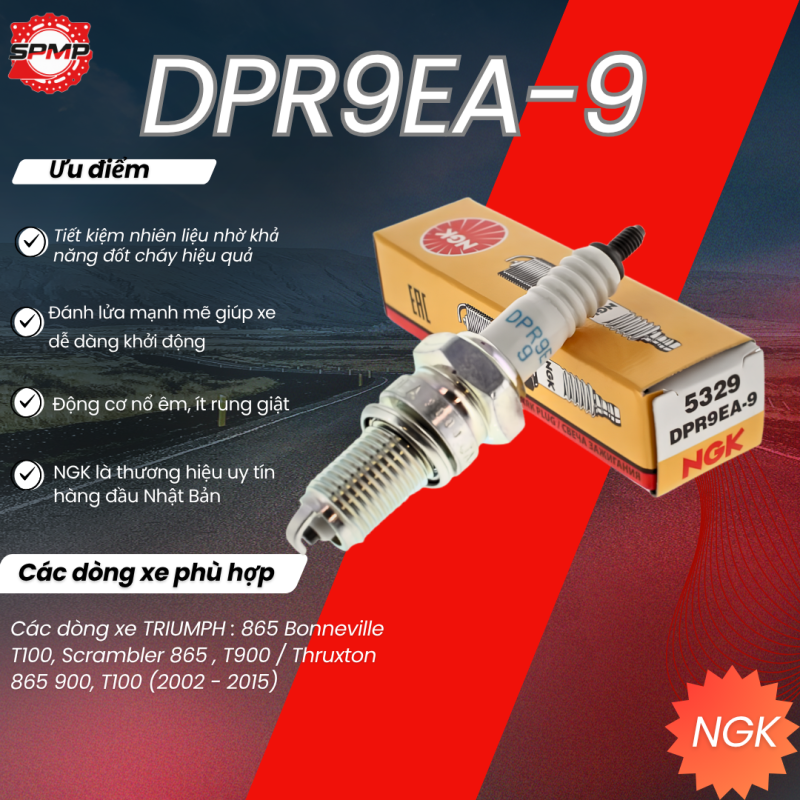 Bugi NGK DPR9EA-9 dùng  cho dòng xe Triumph