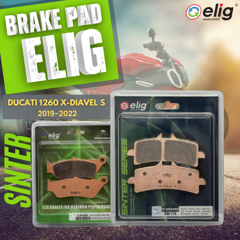 Bố thắng Elig Sinter Ducati 1260 X-DIAVEL S 2019-2022 (Trước  EM-115, Sau EM-095)
