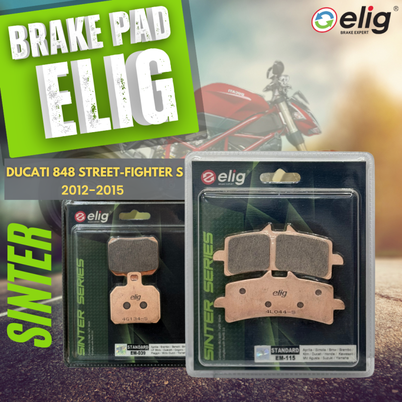 Bố thắng Elig Sinter Ducati DUCATI 848 STREET FIGHTER S 2012-2015 (Trước EM-115, Sau EM-039)