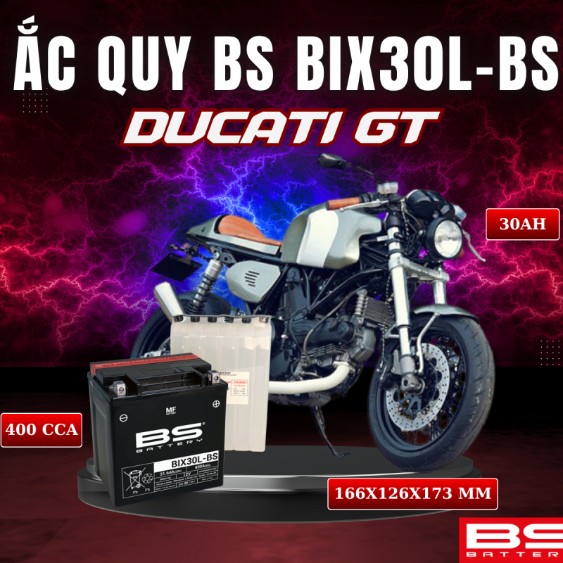 ẮC QUY BS BIX30L-BS 400CCA DUCATI GT (166x126x173 mm)