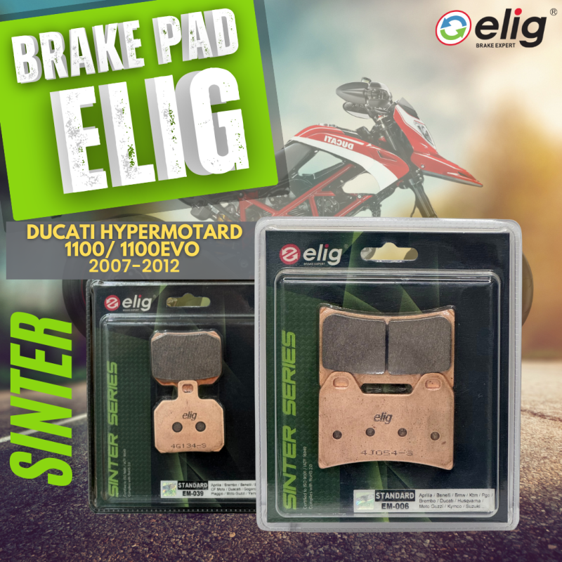 Bố thắng Elig Sinter DUCATI HYPER MOTARD 1100/ 1100EVO 2007-2012 (Trước EM-006, Sau EM-039)