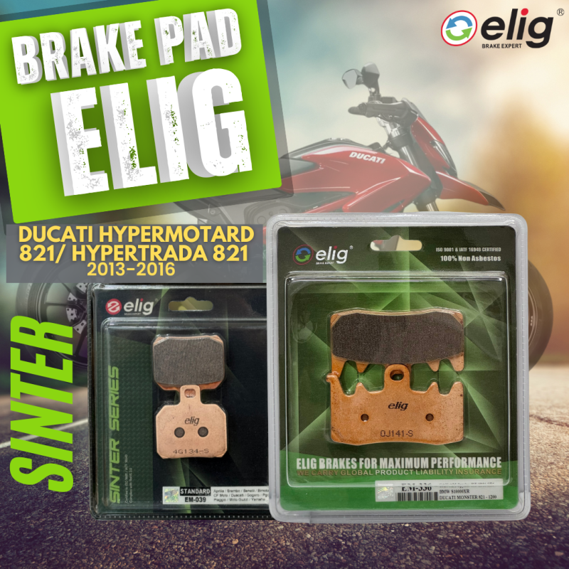 Bố thắng Elig Sinter DUCATI HYPER MOTARD 821 2013-2016 (Trước EM-336, Sau EM-039)