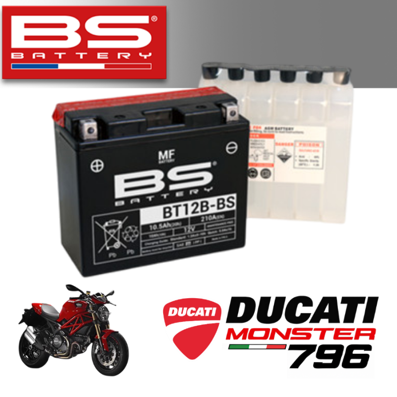Bình ắc quy BT12B - BS dành cho xe DUCATI MONSTER 796