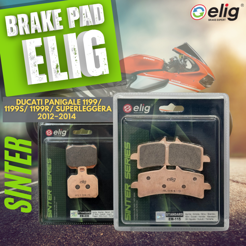 Bố thắng Elig Sinter dành cho xe DUCATI PANIGALE 1199 (Trước EM-115, Sau EM-039)