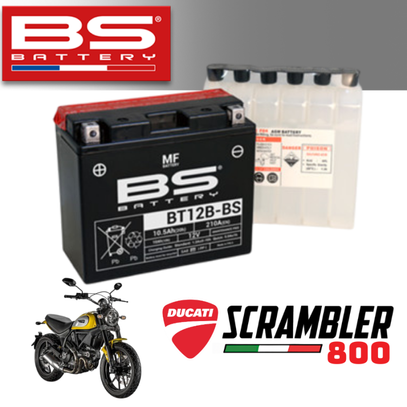 Bình ắc quy BT12B - BS dành cho xe DUCATI SCRAMBLER 800