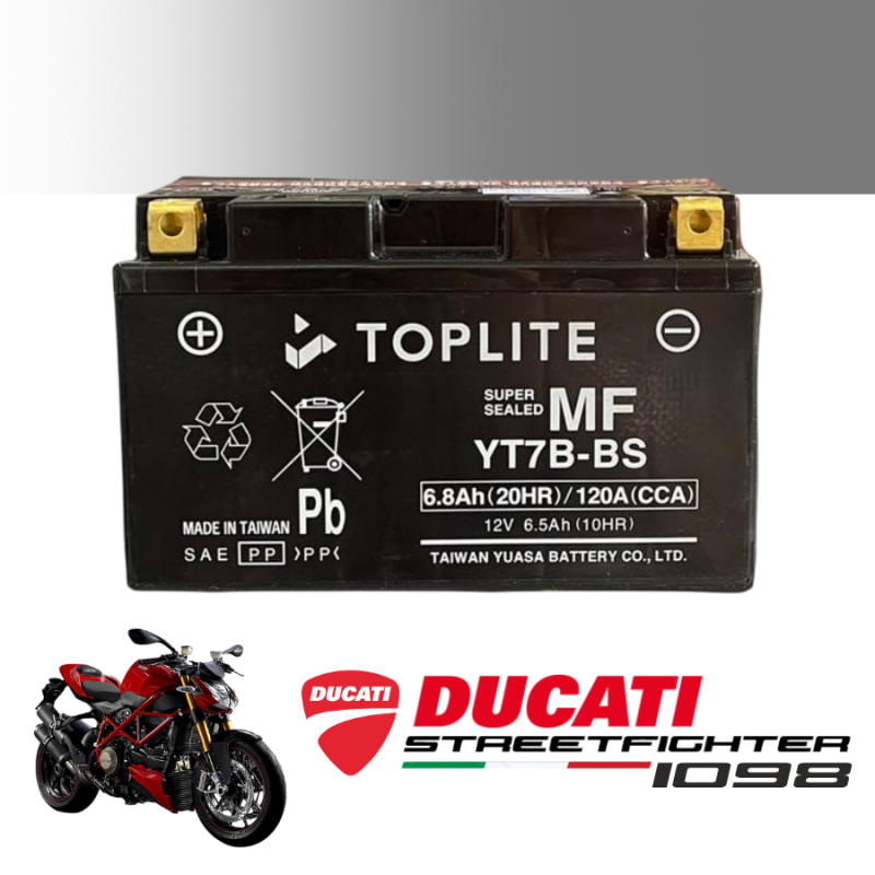 Bình ắc quy TOPLITE YT7B-BS dành cho xe  DUCATI STREETFIGHTER 1098
