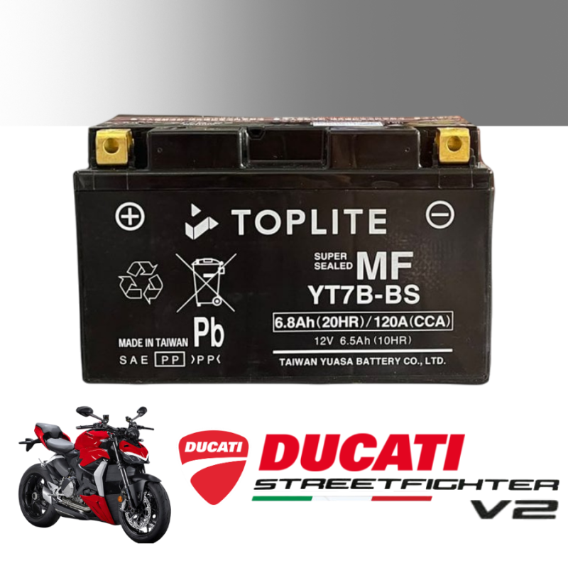Bình ắc quy TOPLITE YT7B-BS dành cho xe DUCATI STREETFIGHTER V2