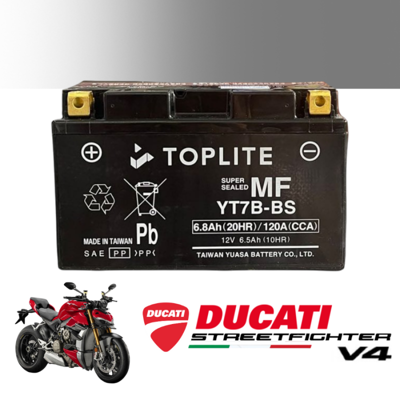 Bình ắc quy TOPLITE YT7B-BS dành cho xe  DUCATI STREETFIGHTER V4