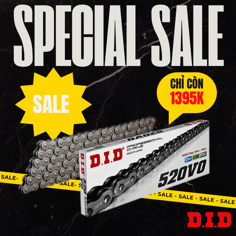 Sên DID 520VO Oring 120T cho xe PKL chính hãng.