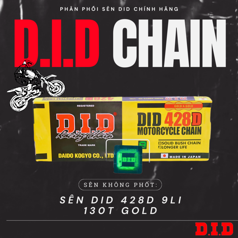 Sên Vàng DID 428D 9 ly 120/130 mắt chính hãng