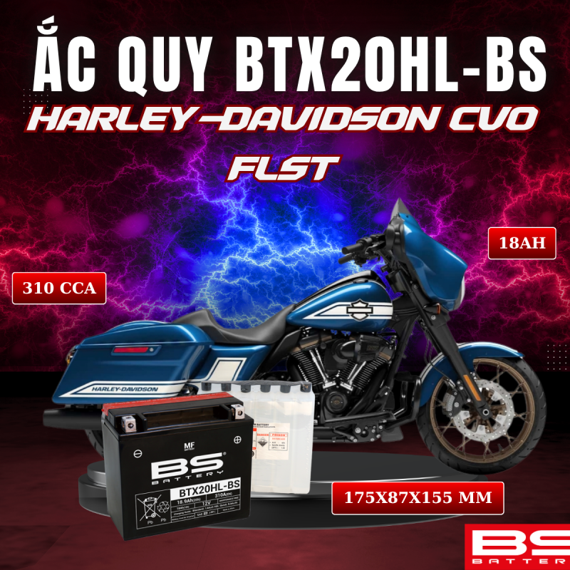 ẮC QUY BS BTX20HL-BS 310CCA HARLEY - DAVIDSON CVO FLST (175x87x155 mm)