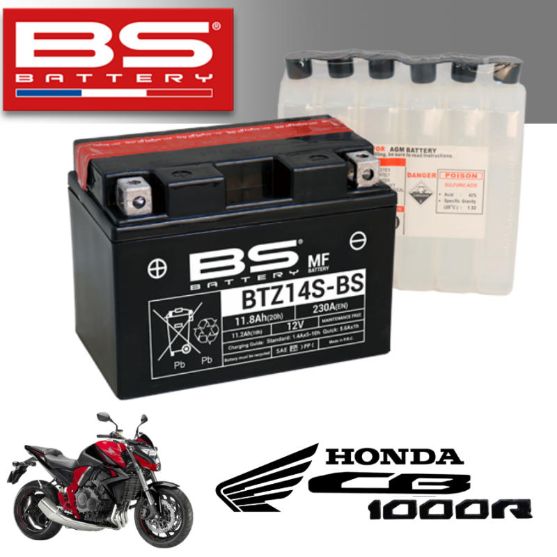 Bình ắc quy BTZ14S - BS dành cho xe HONDA CB1000R 
