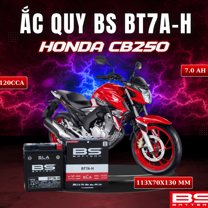 ẮC QUY BS BT7A-H 120CCA HONDA CB250 (113x70x130 mm)