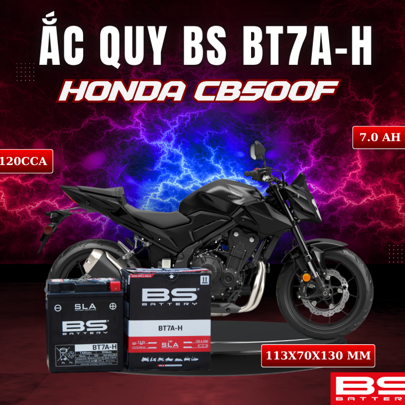 ẮC QUY BS BT7A-H 120CCA  HONDA CB500F (113x70x130 mm)