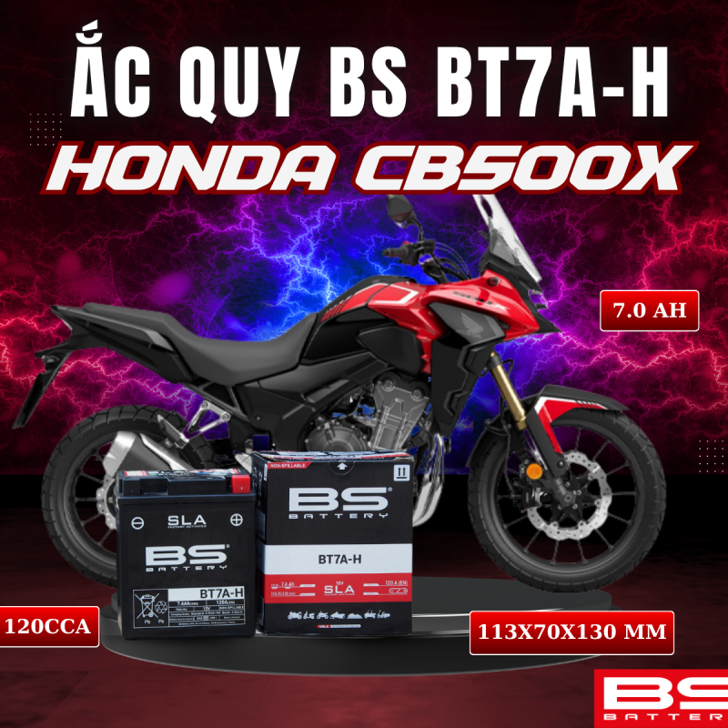 ẮC QUY BS BT7A-H 120CCA HONDA CB500X (113x70x130 mm)