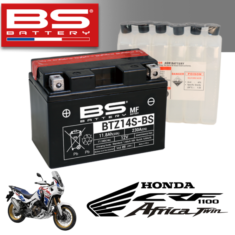 Bình ắc quy BTZ14S - BS dành cho xe HONDA CRF 1100 AFRICA TWIN 