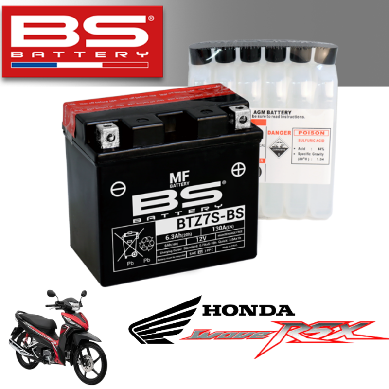 Bình ắc quy BTZ7S - BS dành cho xe HONDA WAVE RSX
