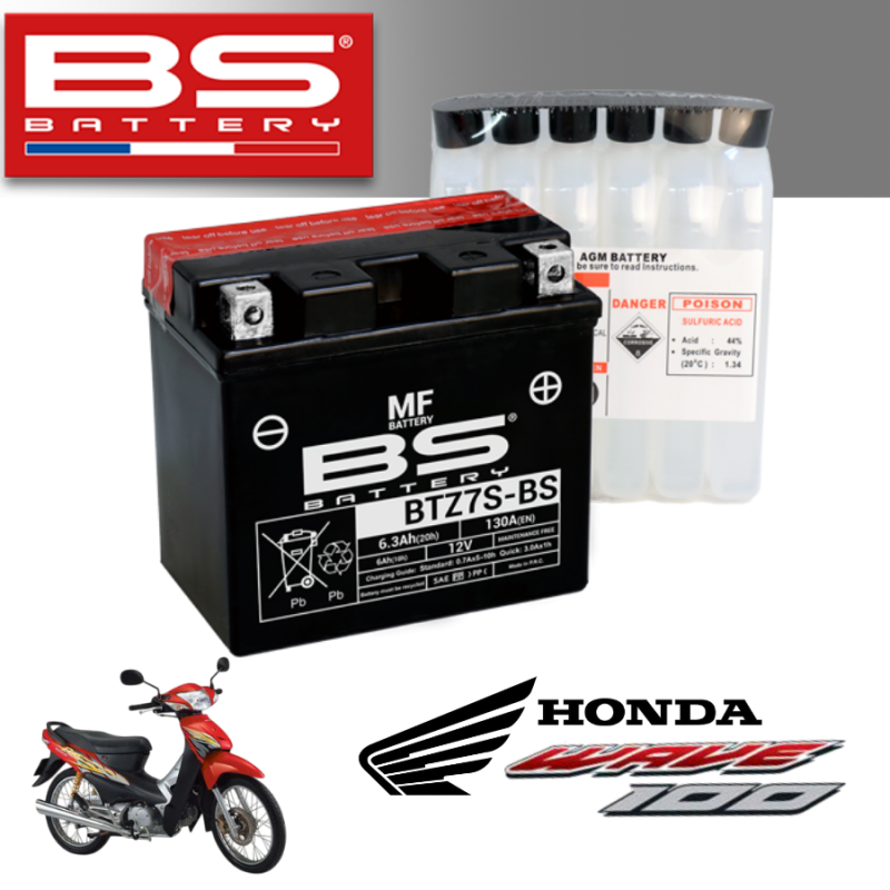 Bình ắc quy BTZ7S - BS dành cho xe HONDA WAVE100