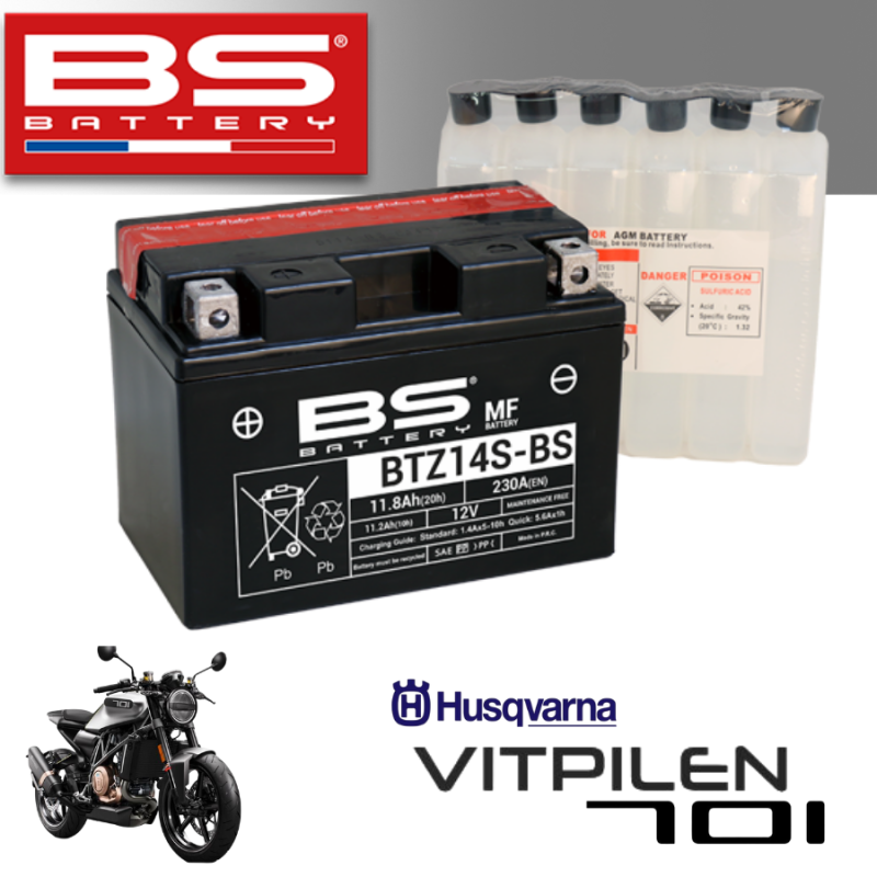 Bình ắc quy BTZ14S - BS dành cho xe HUSQVARNA VITPILEN 701 