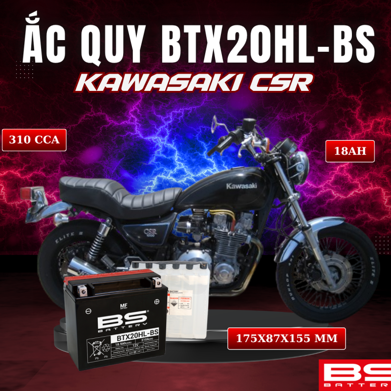 ẮC QUY BS BTX20HL-BS 310CCA KAWASAKI CSR (175x87x155 mm)
