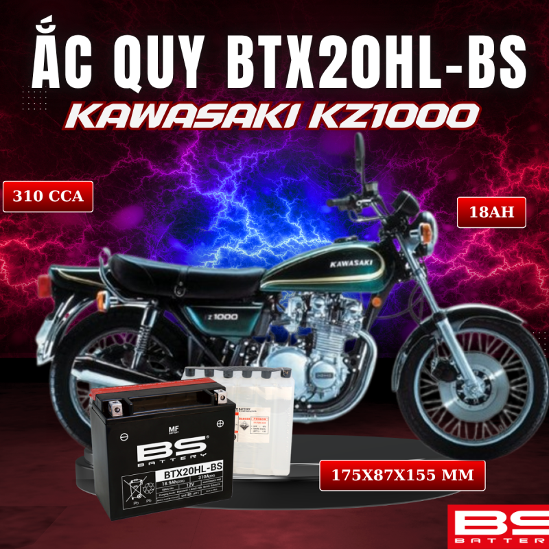 ẮC QUY BS BTX20HL-BS 310CCA KAWASAKI KZ1000 (175x87x155 mm)
