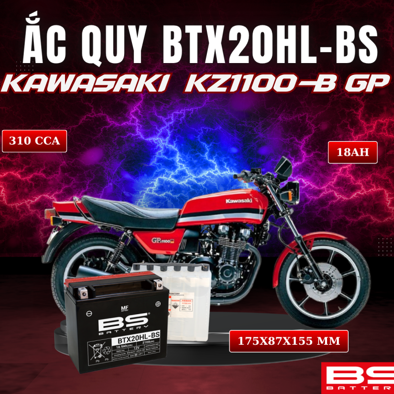 ẮC QUY BS BTX20HL-BS 310CCA KAWASAKI KZ1100-B GP (175x87x155 mm)