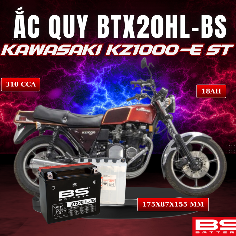 BÌNH ẮC QUY BS BTX20HL-BS 310CCA KAWASAKI KZ1000-E ST (175x87x155 mm)