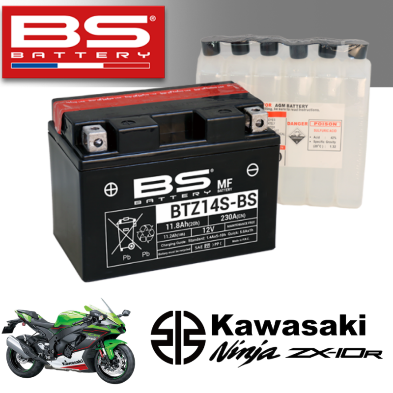Bình ắc quy BTZ14S - BS dành cho KAWASAKI NINJA ZX-10R 