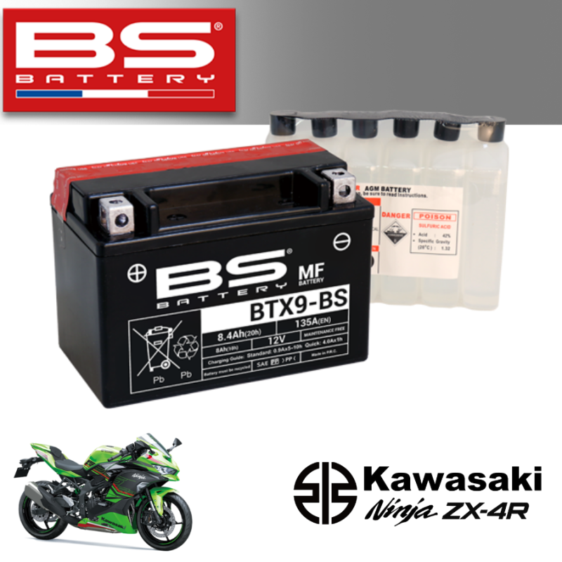 Bình ắc quy BTX9 - BS dành cho xe KAWASAKI NINJA ZX-4R