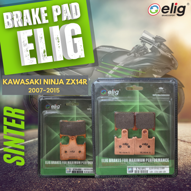 Bố thắng Elig Sinter KAWASAKI ZX14R 2007-2015 (Trước EM-091, Sau EM-088)